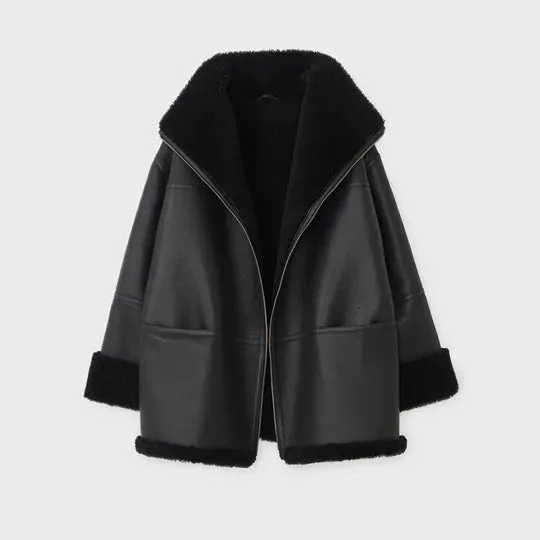 RAF Aviator Black Sheepskin Shearling Leather Jacket