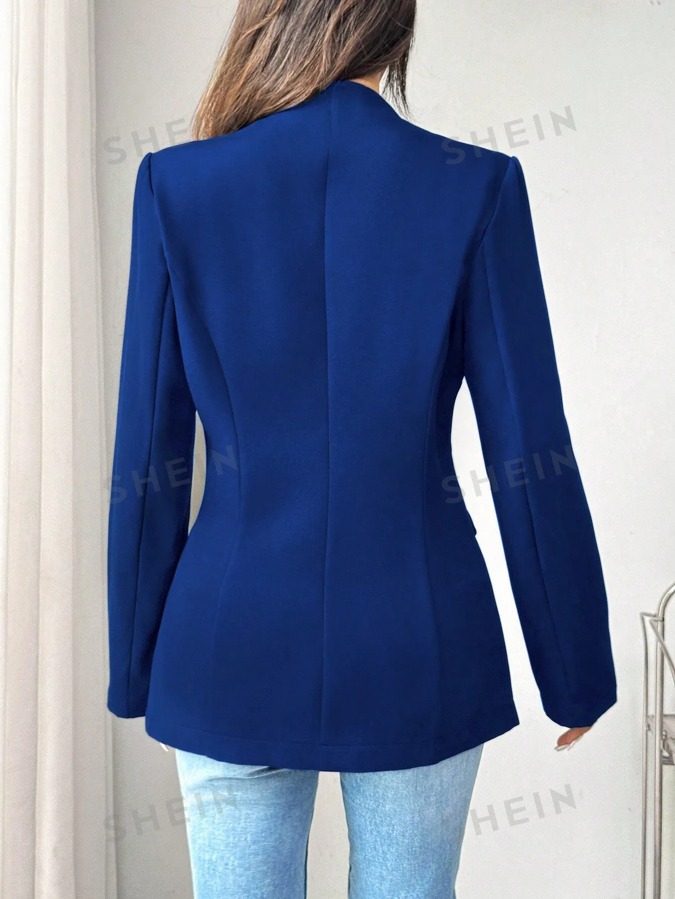Raffinéa Solid Color Elegant Single-Button Long Sleeve Blazer