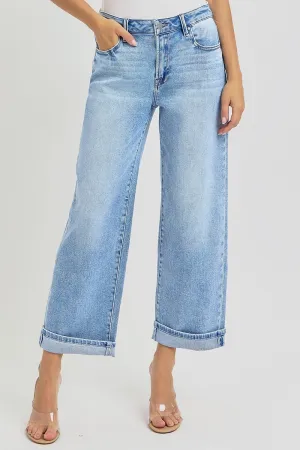 Risen Mid Rise Boyfriend Jeans With Cuff PGA21136 Light