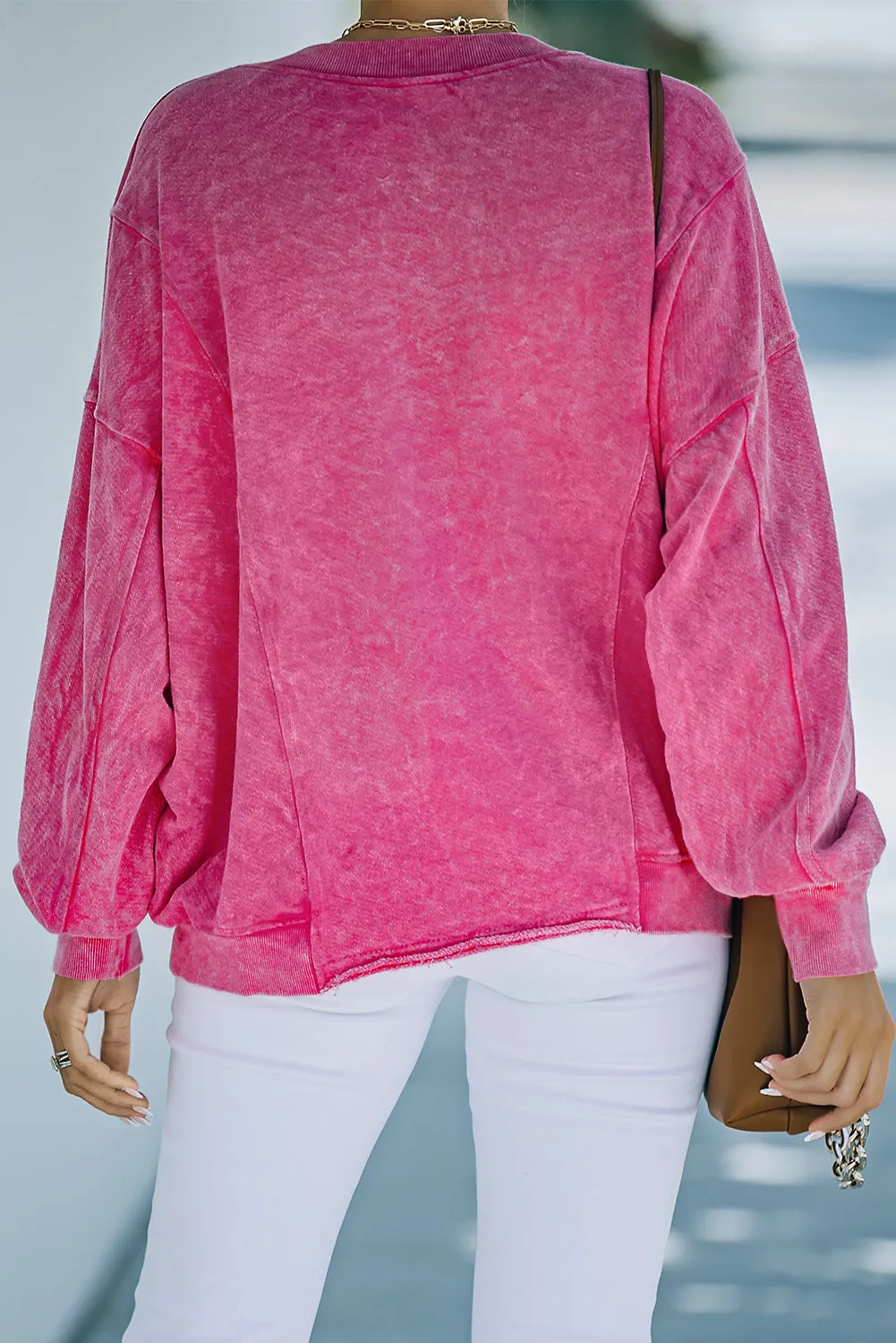Rose Leopard Star Graphic Print Long Sleeve Sweatshirt