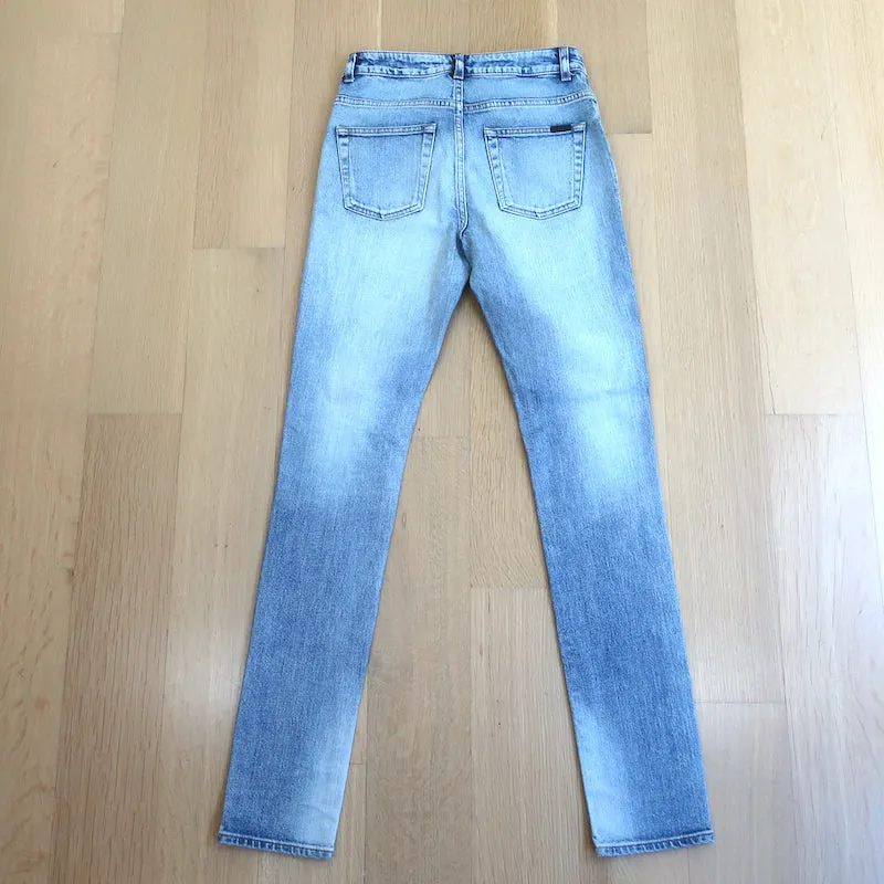 Saint Laurent High Waist Skinny Jeans Faded Blue Stretch Denim Size 25