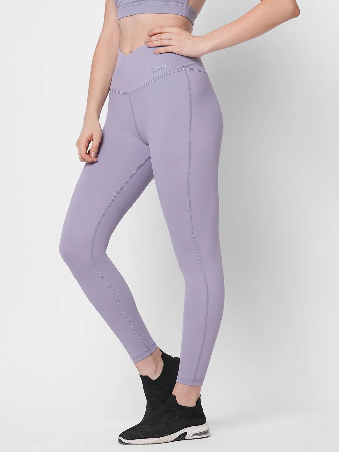 Shaping waist band lavender training tights