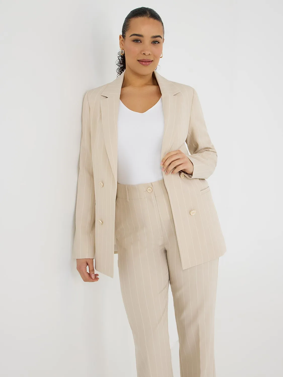 Striped Open Front Blazer