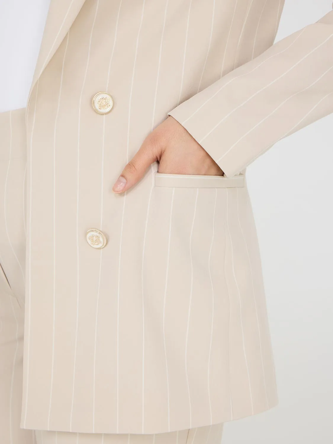 Striped Open Front Blazer