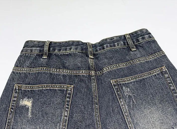 Stylish Men's Straight Leg Jeans with Patchwork for a Streetwear Vibe