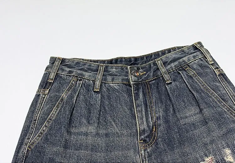 Stylish Men's Straight Leg Jeans with Patchwork for a Streetwear Vibe