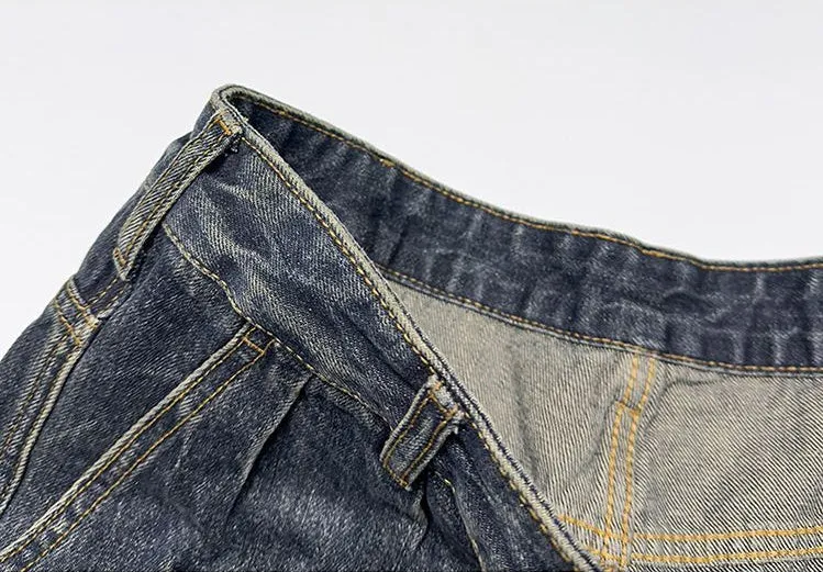 Stylish Men's Straight Leg Jeans with Patchwork for a Streetwear Vibe