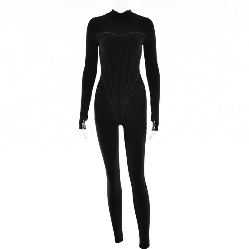 Stylish Zip-Up High-Elasticity Slim Fit Casual Sport Jumpsuit S-231120-34