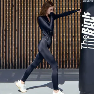 Stylish Zip-Up High-Elasticity Slim Fit Casual Sport Jumpsuit S-231120-34