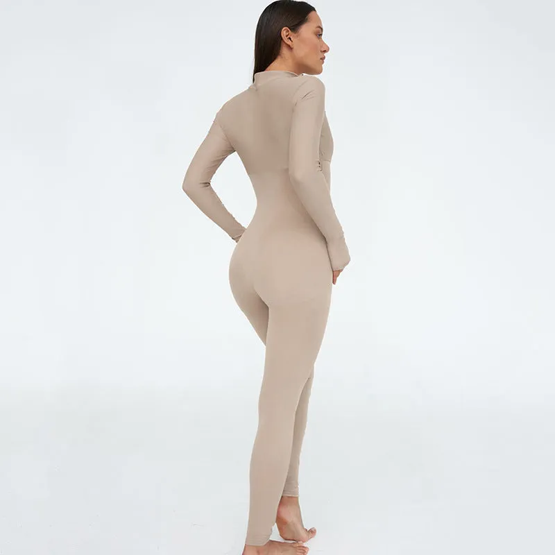 Stylish Zip-Up High-Elasticity Slim Fit Casual Sport Jumpsuit S-231120-34