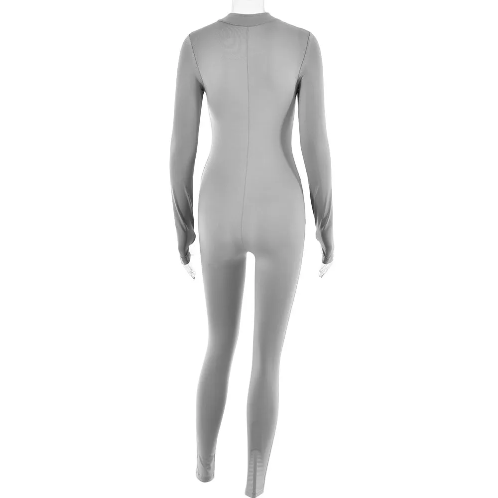 Stylish Zip-Up High-Elasticity Slim Fit Casual Sport Jumpsuit S-231120-34