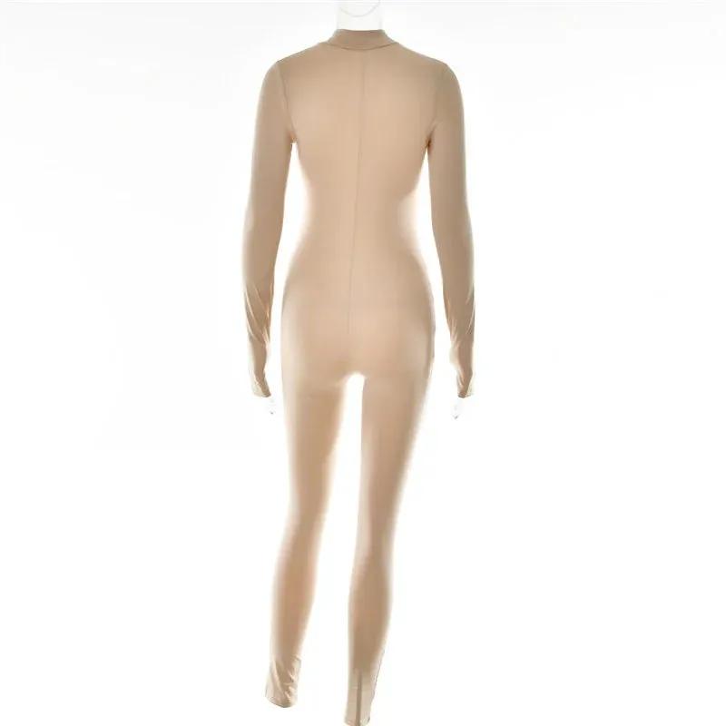 Stylish Zip-Up High-Elasticity Slim Fit Casual Sport Jumpsuit S-231120-34