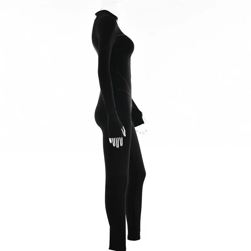 Stylish Zip-Up High-Elasticity Slim Fit Casual Sport Jumpsuit S-231120-34