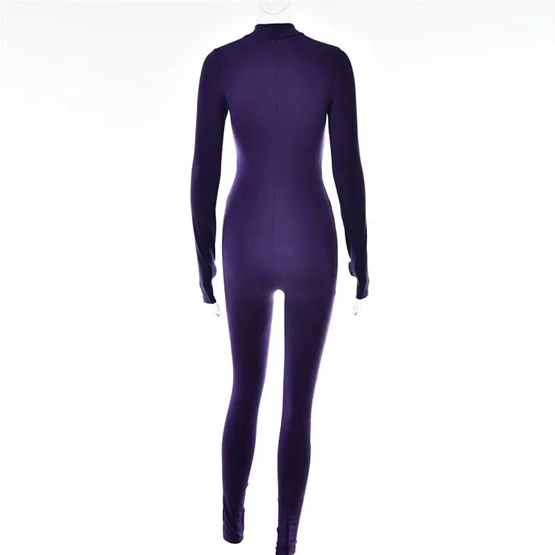 Stylish Zip-Up High-Elasticity Slim Fit Casual Sport Jumpsuit S-231120-34