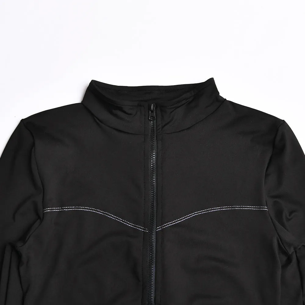 Stylish Zip-Up High-Elasticity Slim Fit Casual Sport Jumpsuit S-231120-34