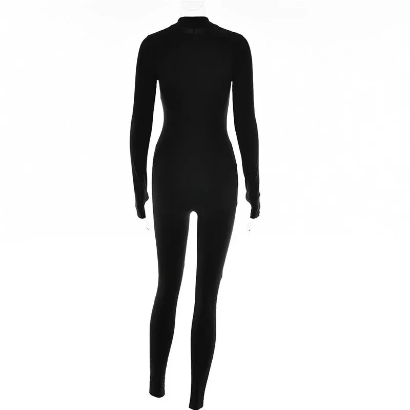 Stylish Zip-Up High-Elasticity Slim Fit Casual Sport Jumpsuit S-231120-34