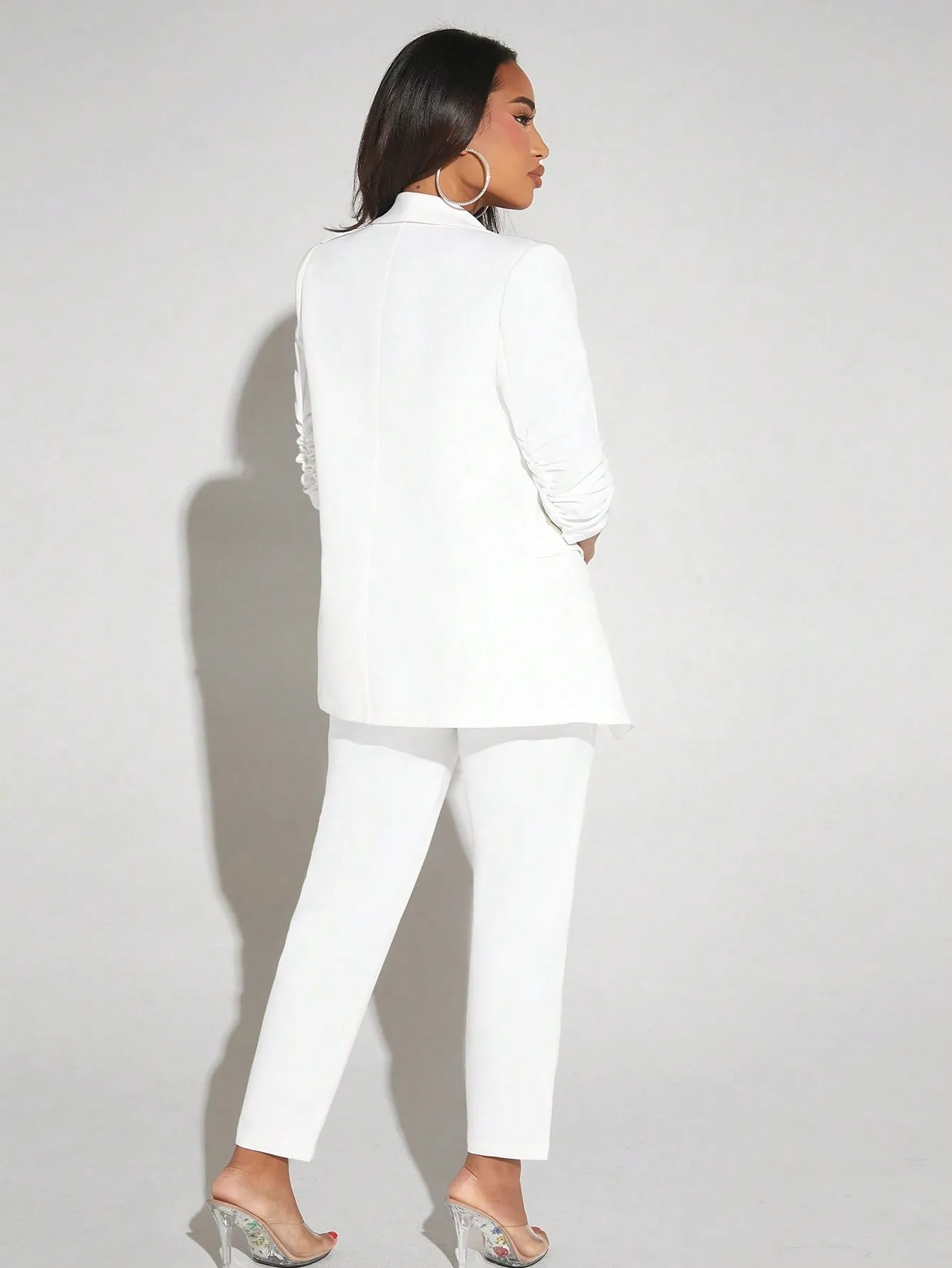 SXY Shawl Neck Open Front Blazer & Pants Suit