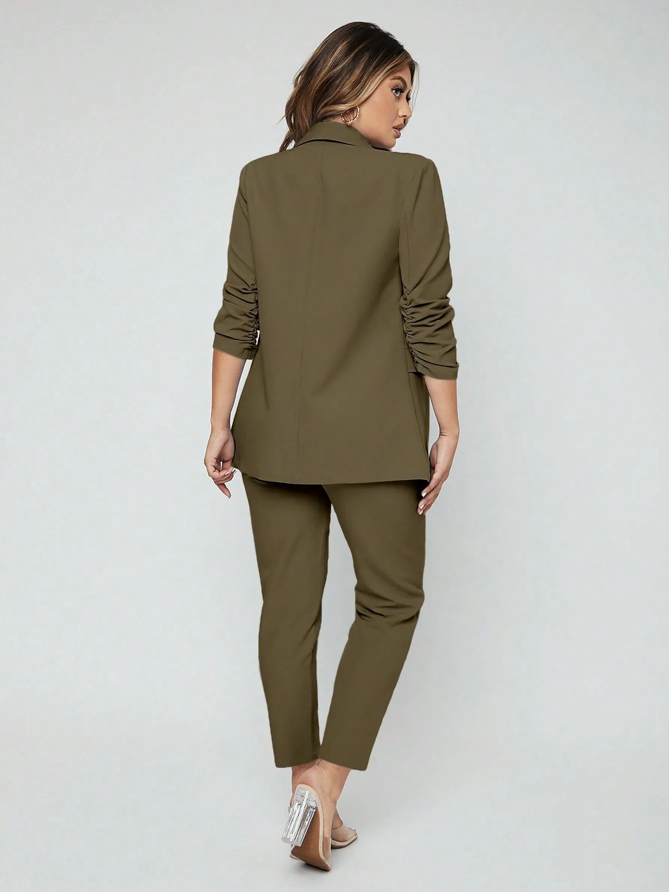 SXY Shawl Neck Open Front Blazer & Pants Suit