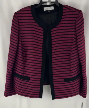 Tahari Women's Dress Jacket Blazer Pink/Black Striped Open Front NWT Size 16W