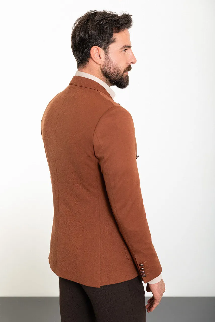 Terracotta Double-Breasted Blazer