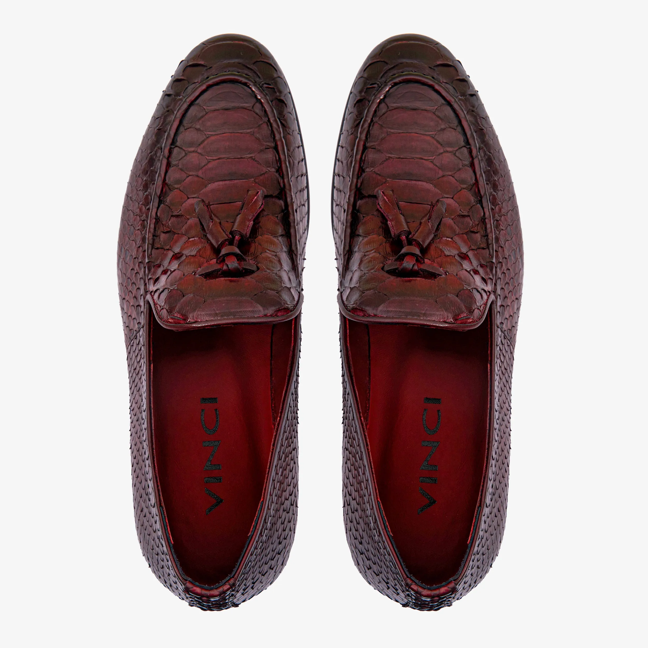 The Bethesda Burgundy Pyhtn Skin Leather Tassel Loafer Men Shoe