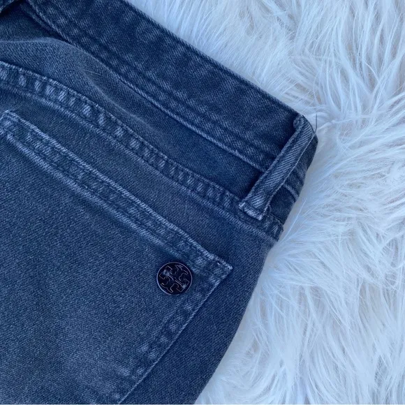 Tory Burch Classic Tory Boot Cut Denim Faded Black Jeans 28