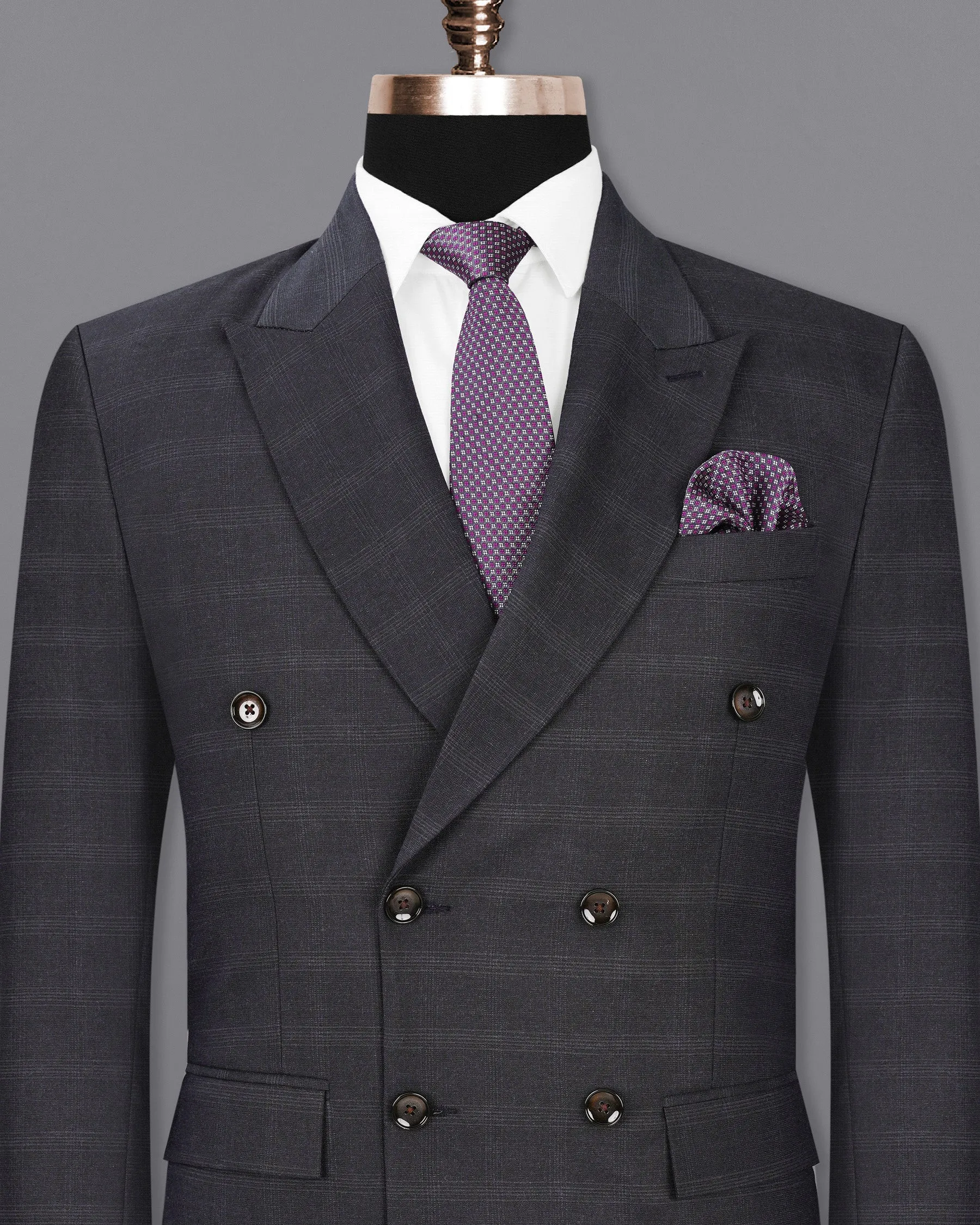 Tuatara Gray Plaid Double Breasted Blazer