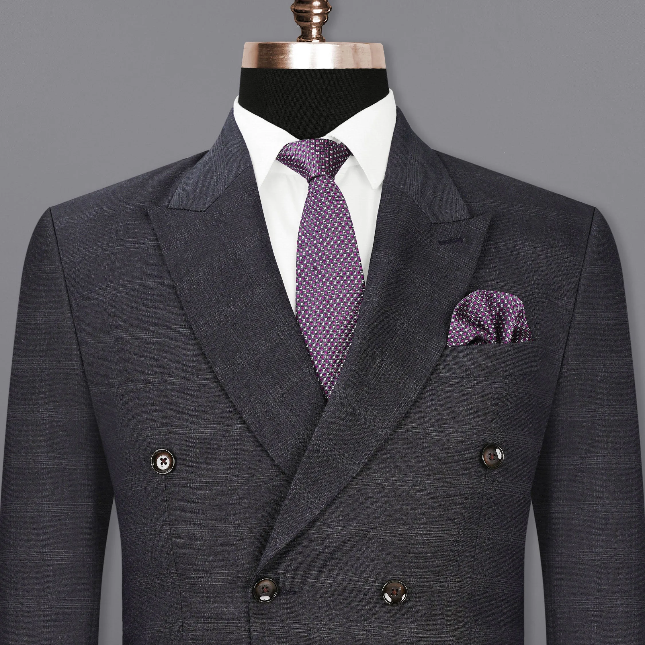 Tuatara Gray Plaid Double Breasted Blazer