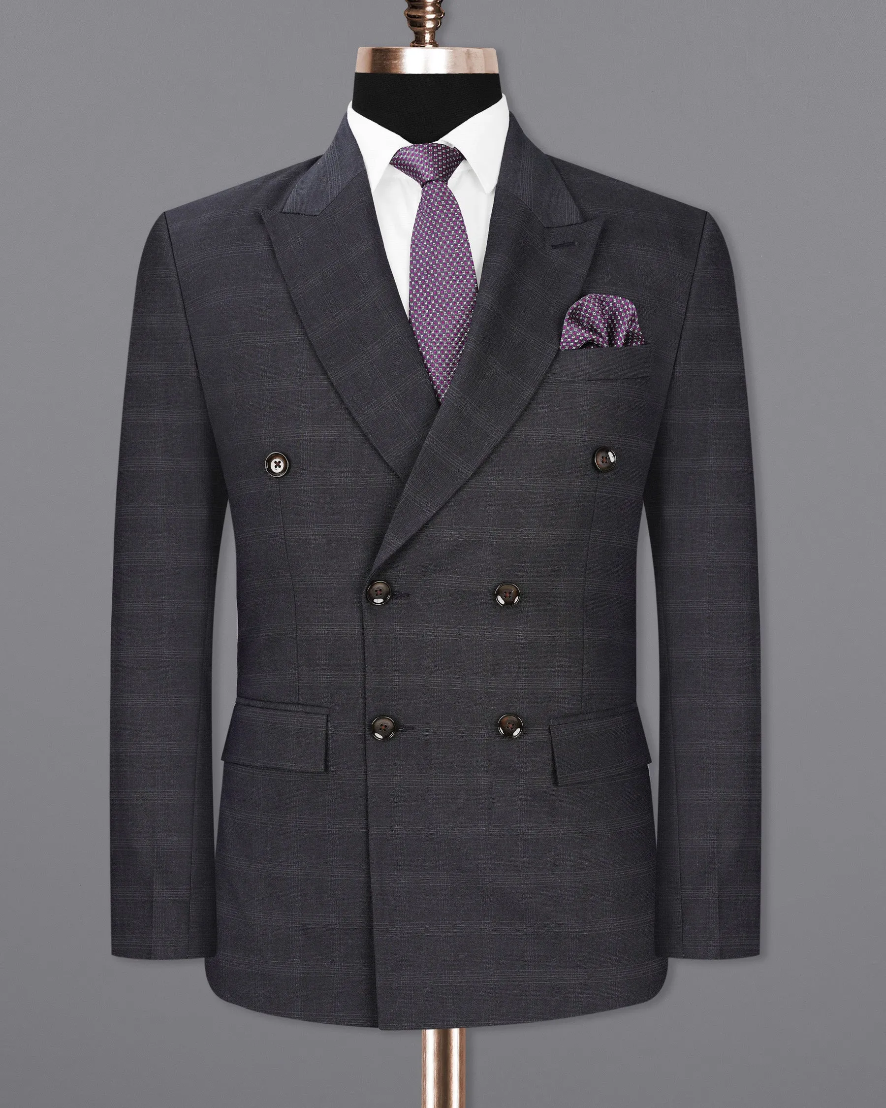 Tuatara Gray Plaid Double Breasted Blazer