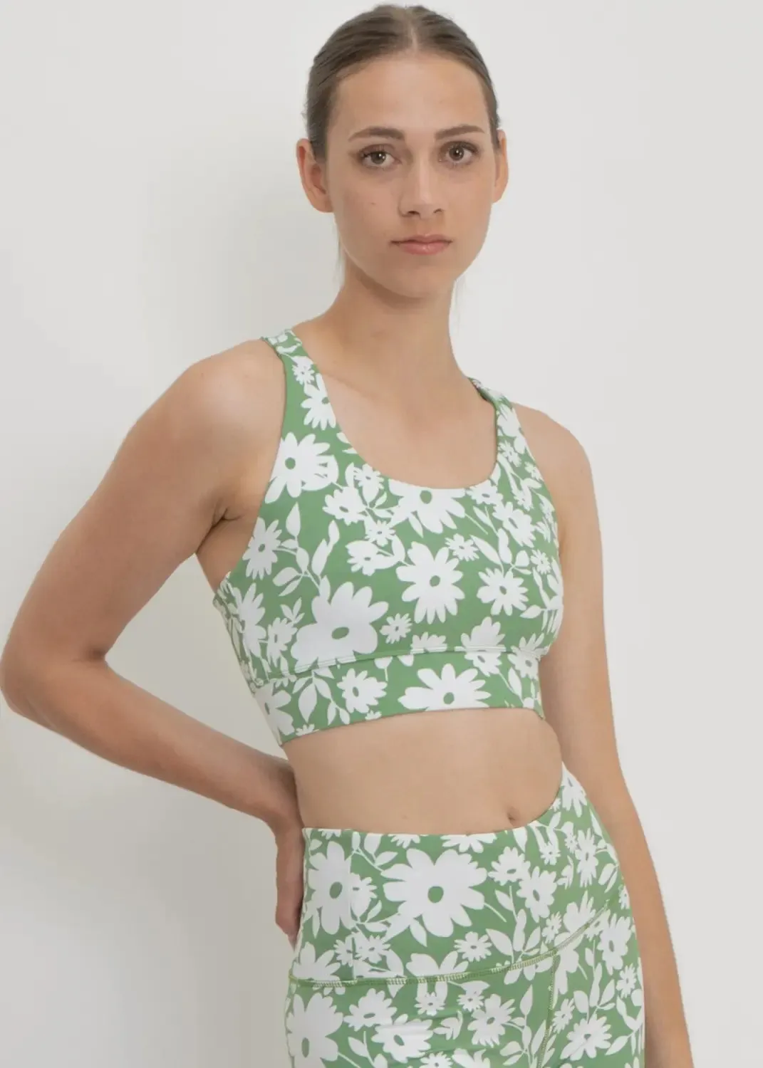 Ubud Sport-BH mit Green Moonflower Print