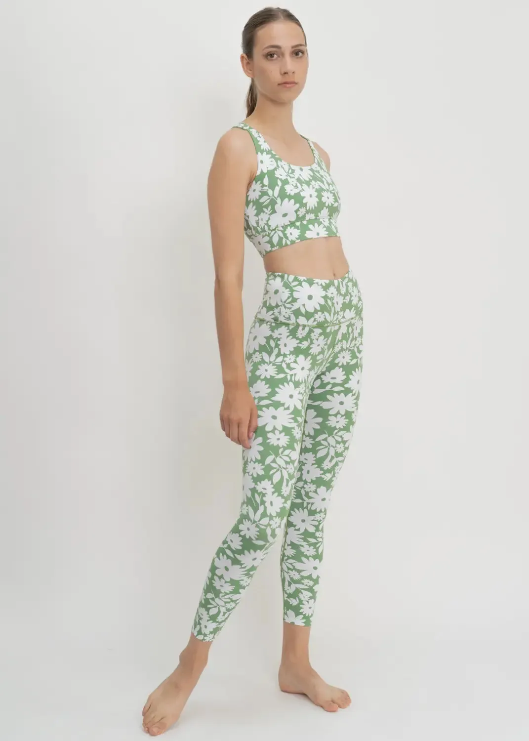 Ubud Sport-BH mit Green Moonflower Print