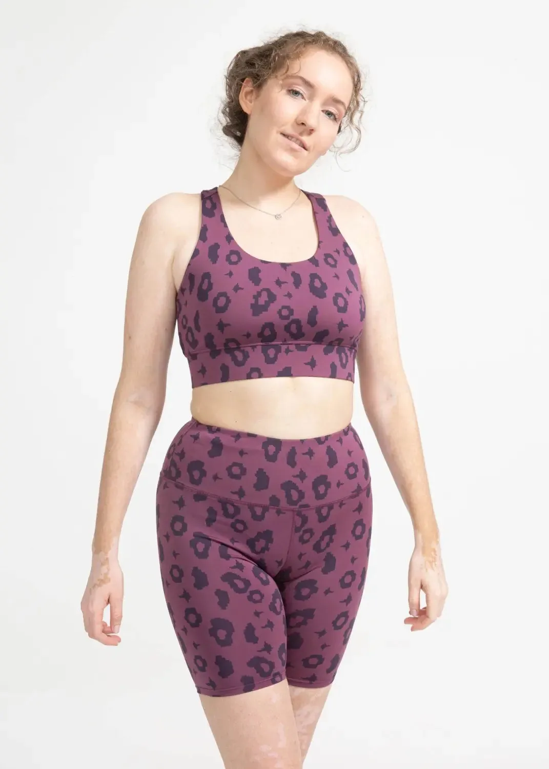 Ubud Sport-BH mit Lila Leopard Print