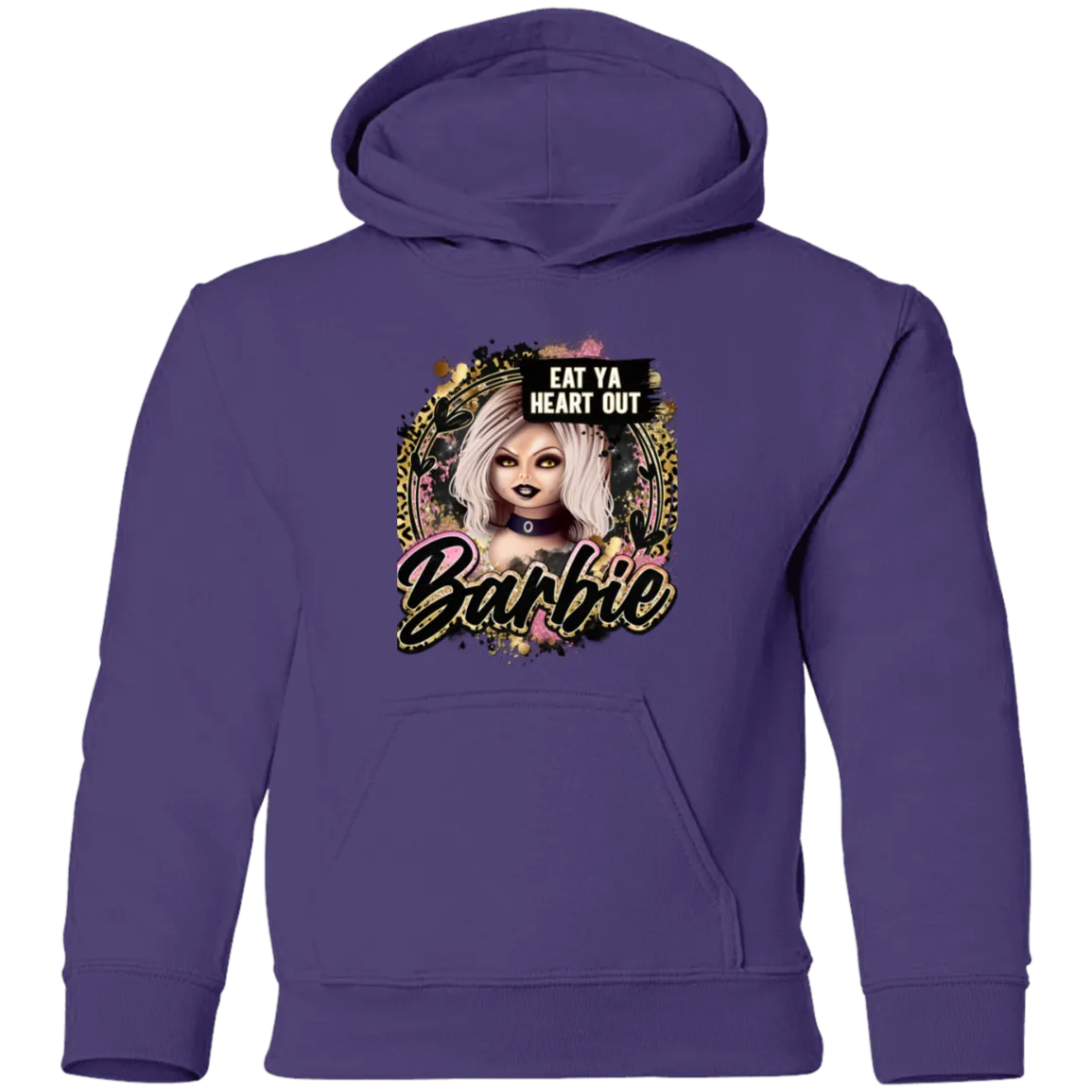 Untitled design (97) G185B  Eat Ya Heart Out Barbie Youth Pullover Hoodie