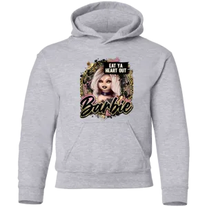 Untitled design (97) G185B  Eat Ya Heart Out Barbie Youth Pullover Hoodie