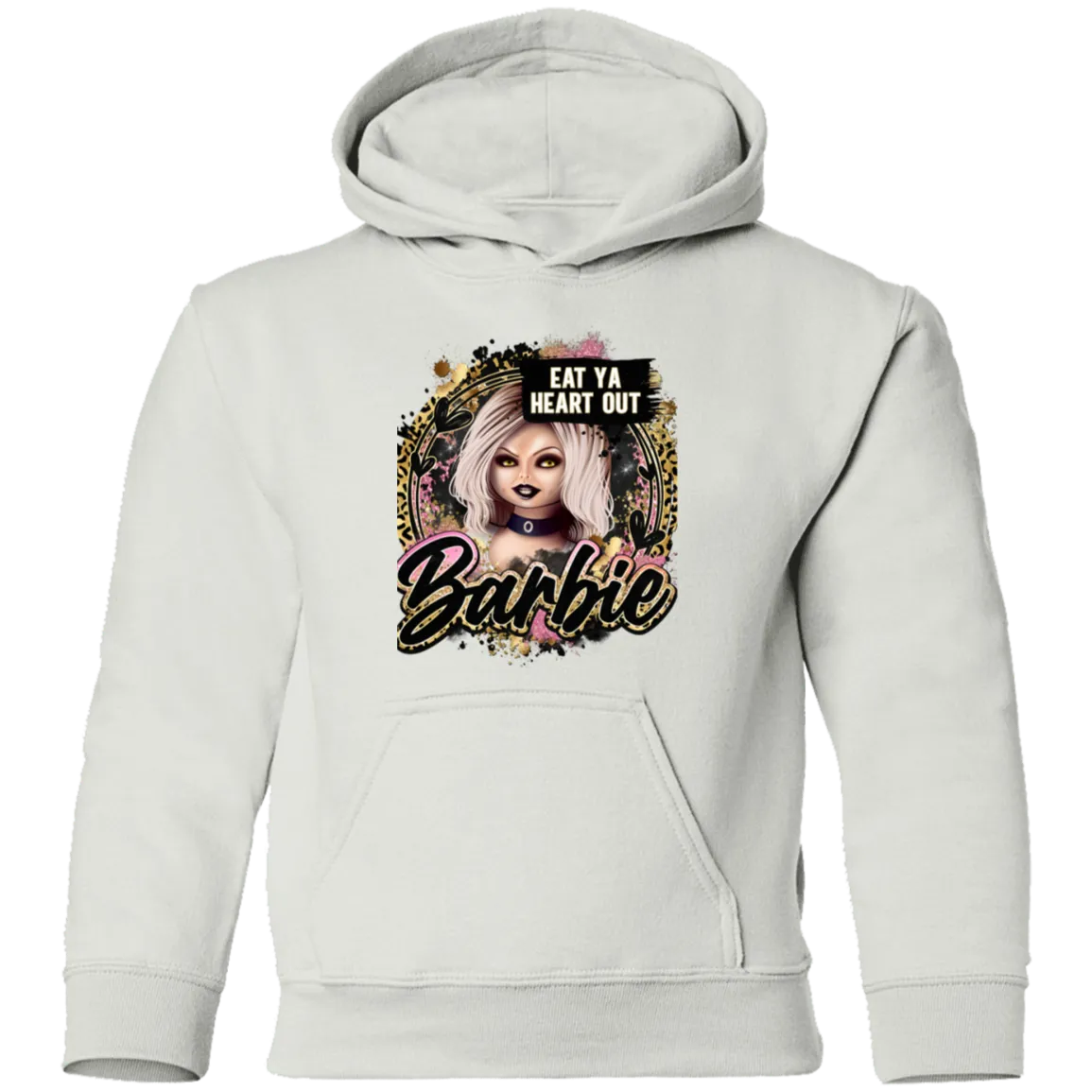 Untitled design (97) G185B  Eat Ya Heart Out Barbie Youth Pullover Hoodie