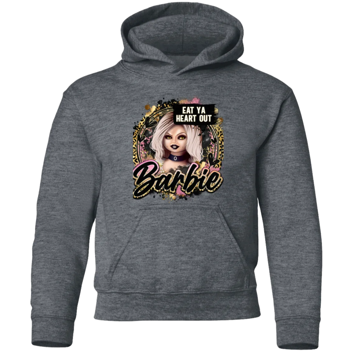 Untitled design (97) G185B  Eat Ya Heart Out Barbie Youth Pullover Hoodie