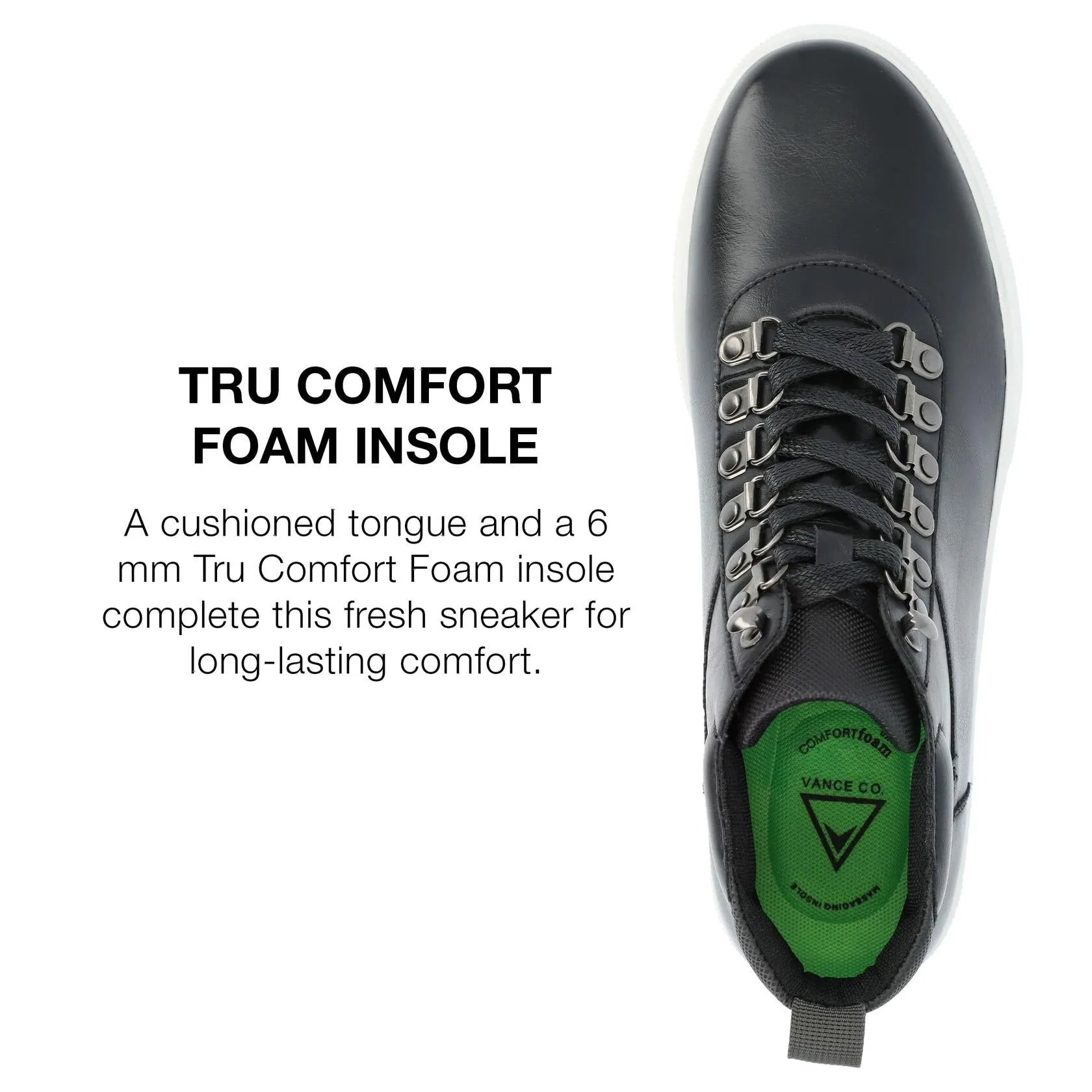 Vance Co. Men's Ortiz Tru Comfort Foam Lace-up High-top Sneaker - Black, Size: