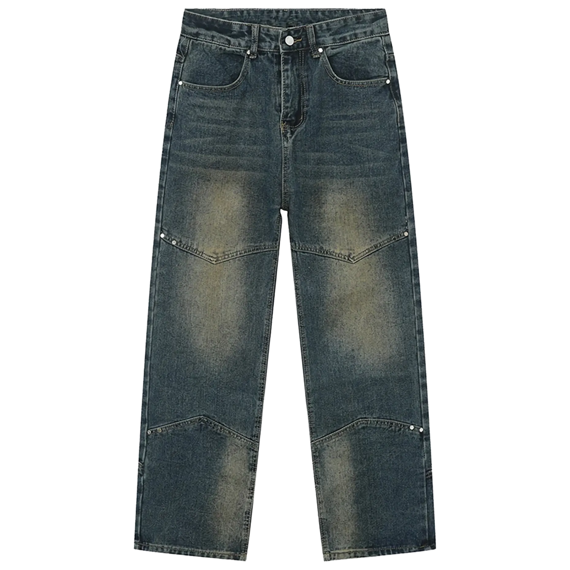 Vintage Moto Denim Faded Jeans
