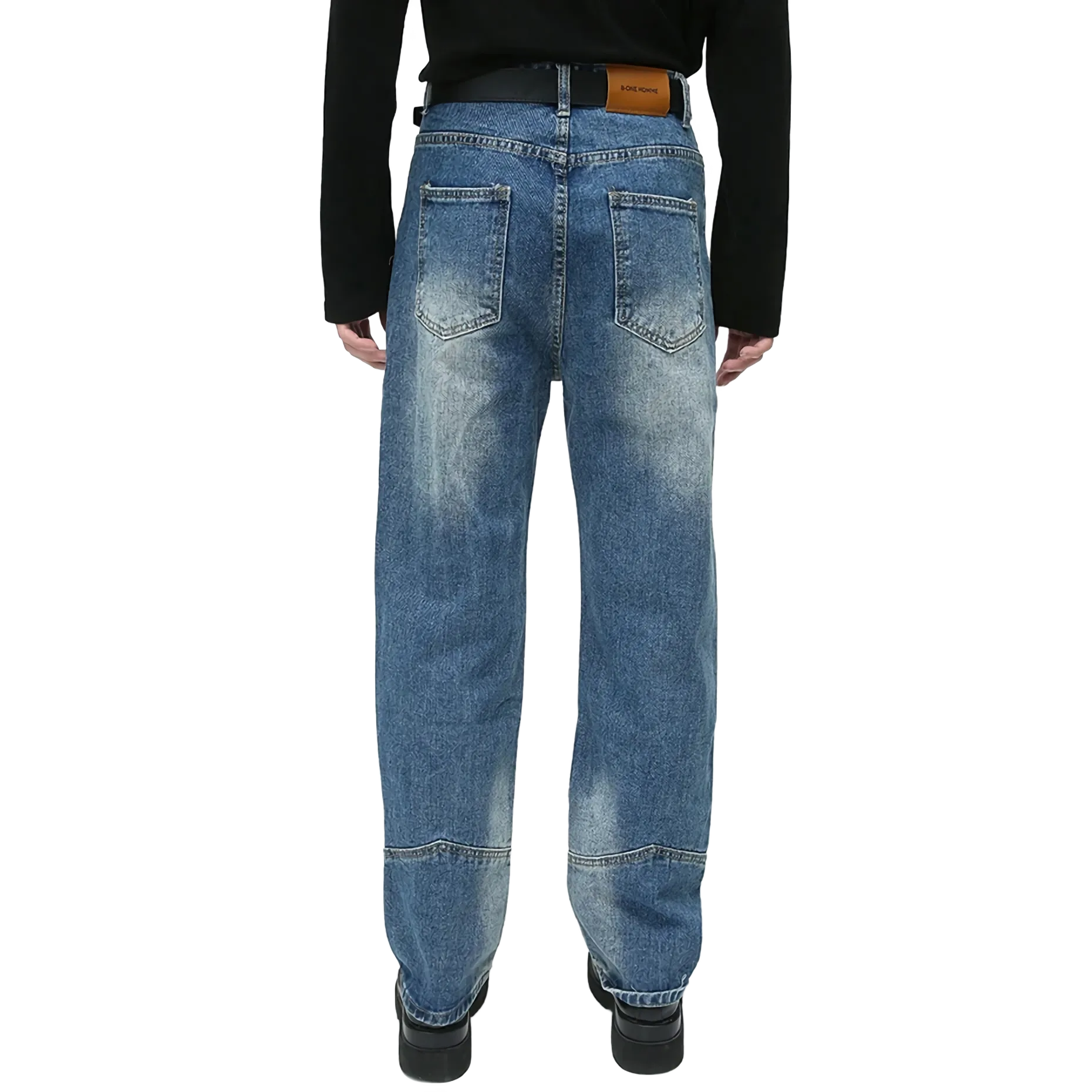Vintage Moto Denim Faded Jeans