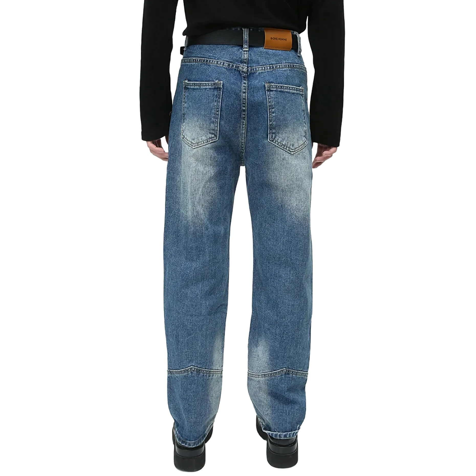 Vintage Moto Denim Faded Jeans