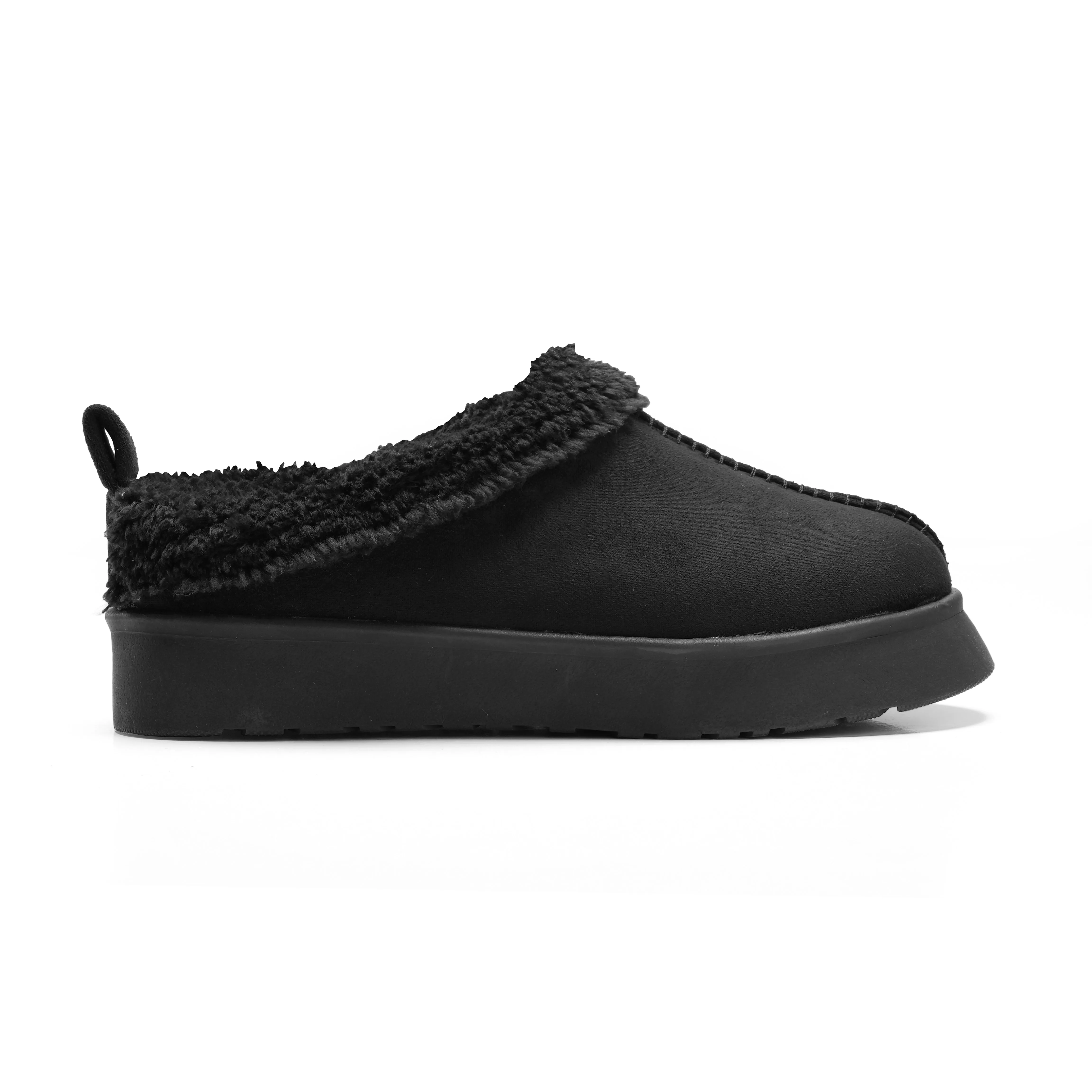 Warm Winter Clogs with Adjustable Straps - Black