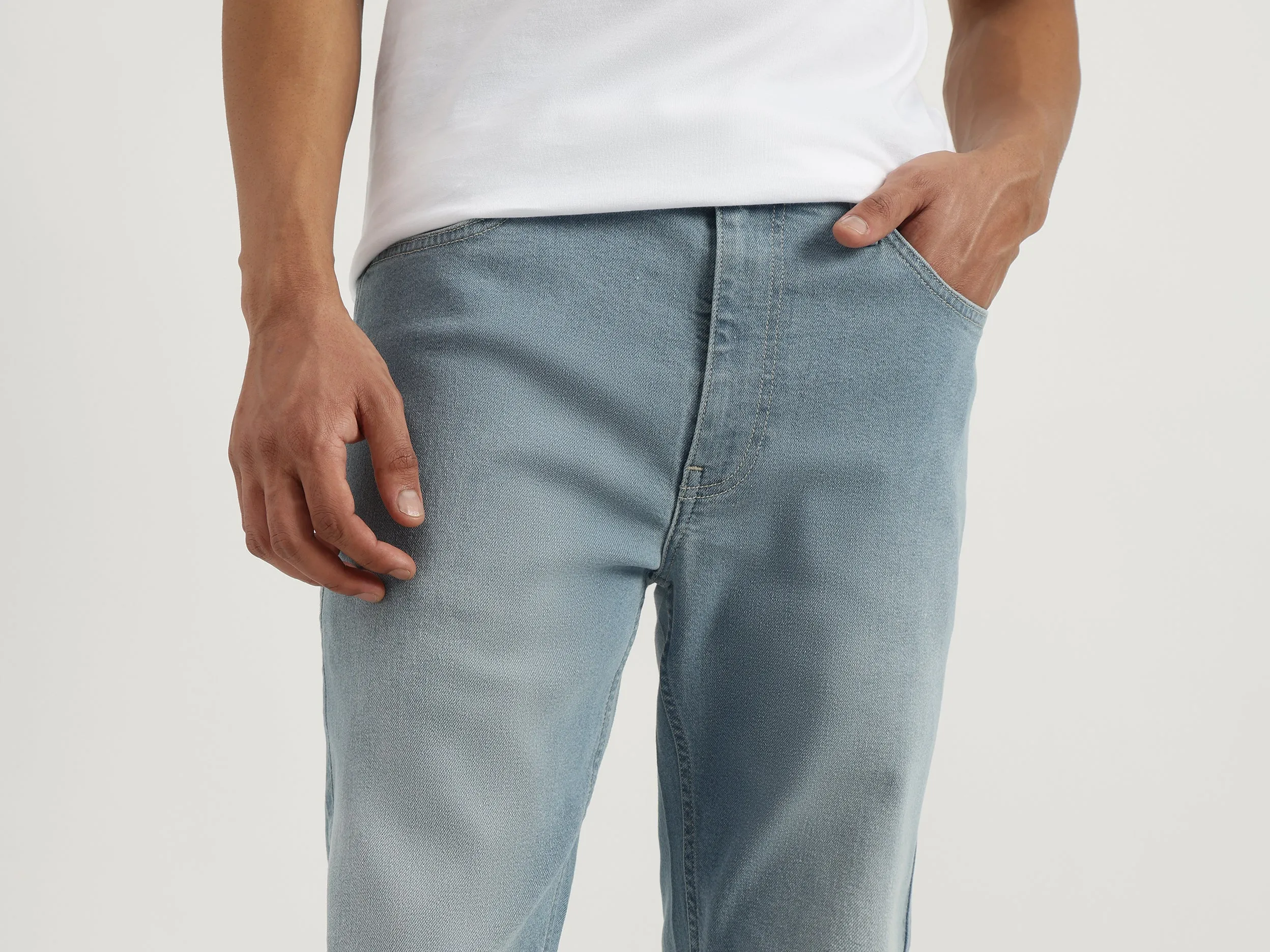 Washed Low Crotch Jeans