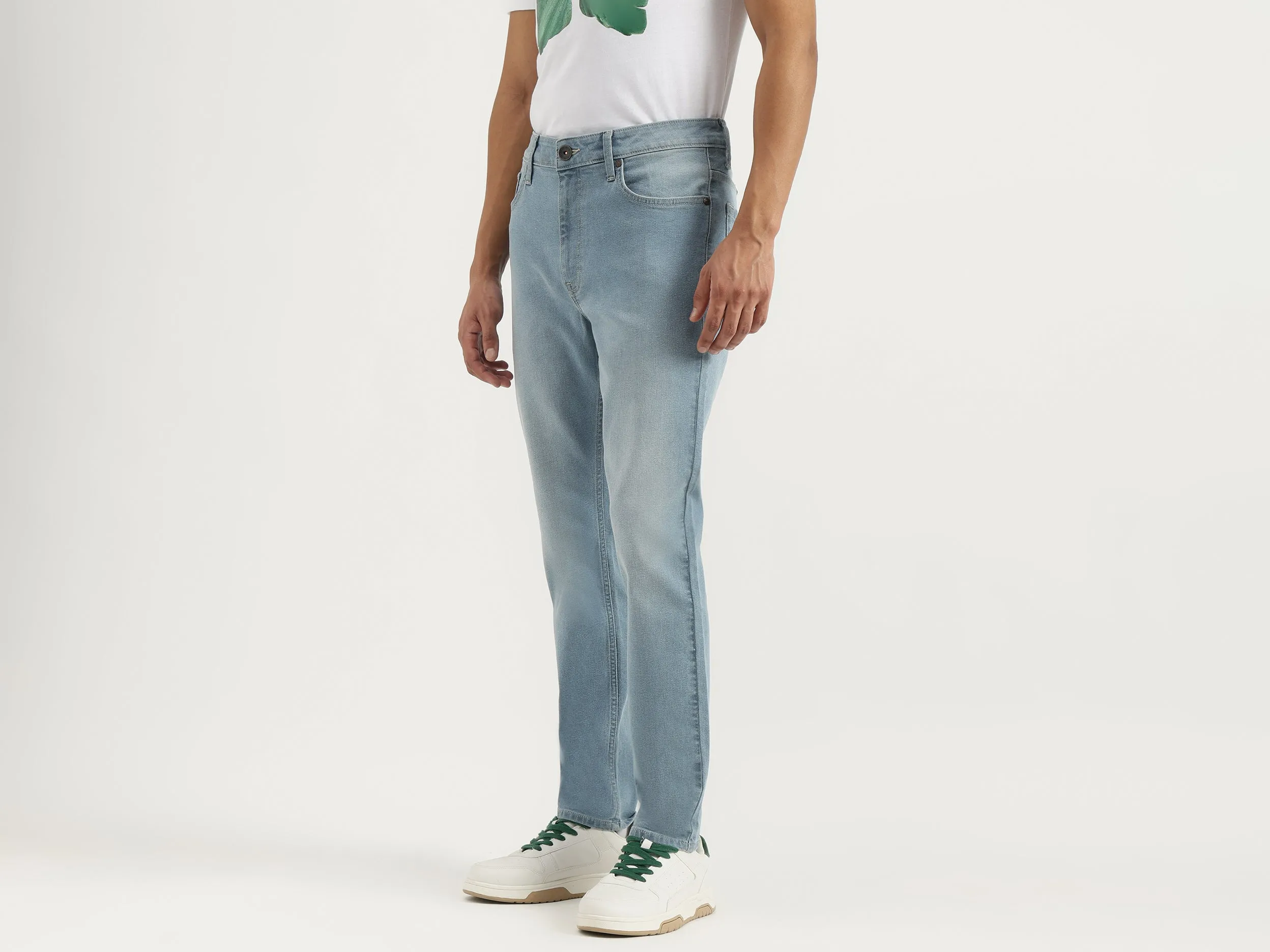 Washed Low Crotch Jeans