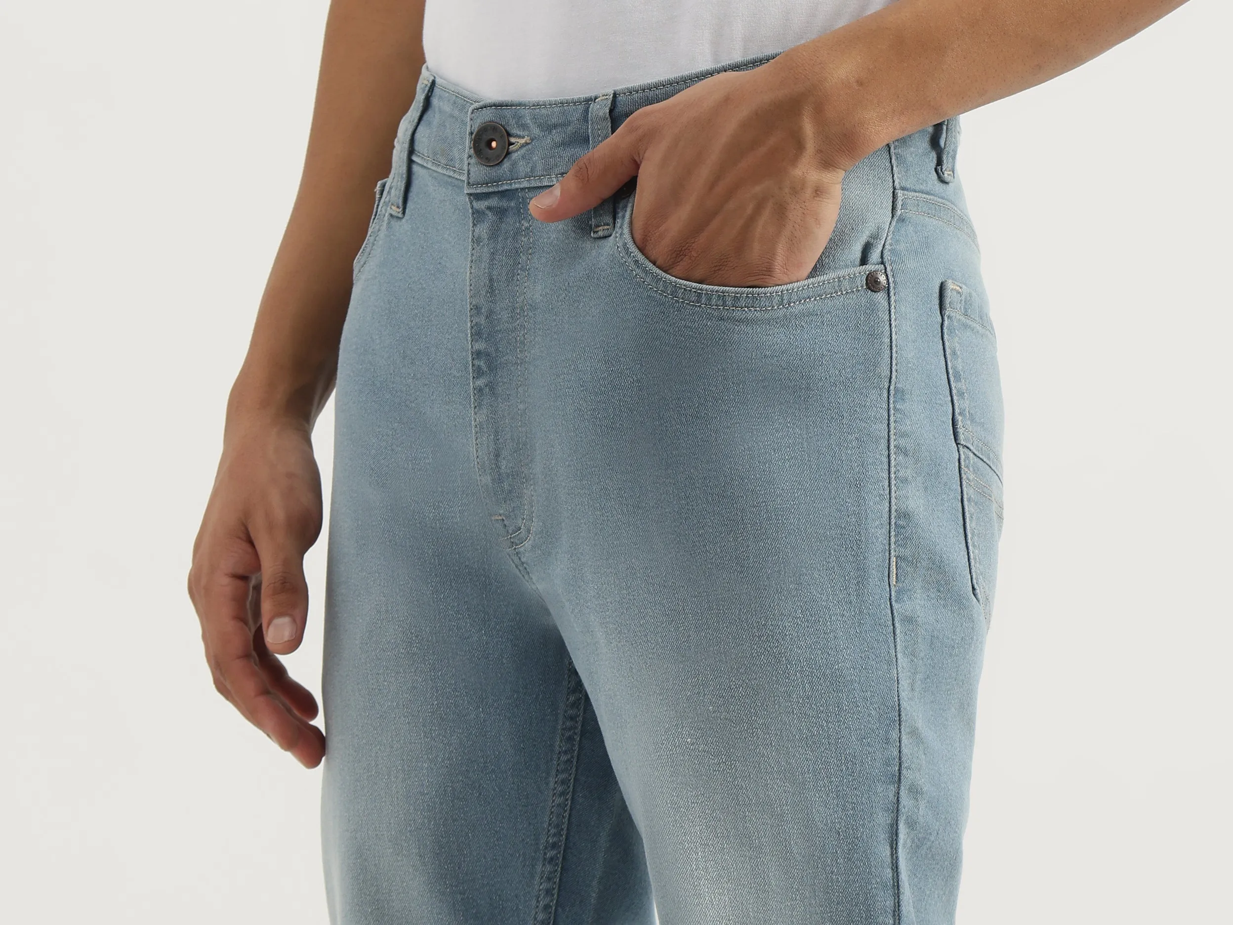 Washed Low Crotch Jeans