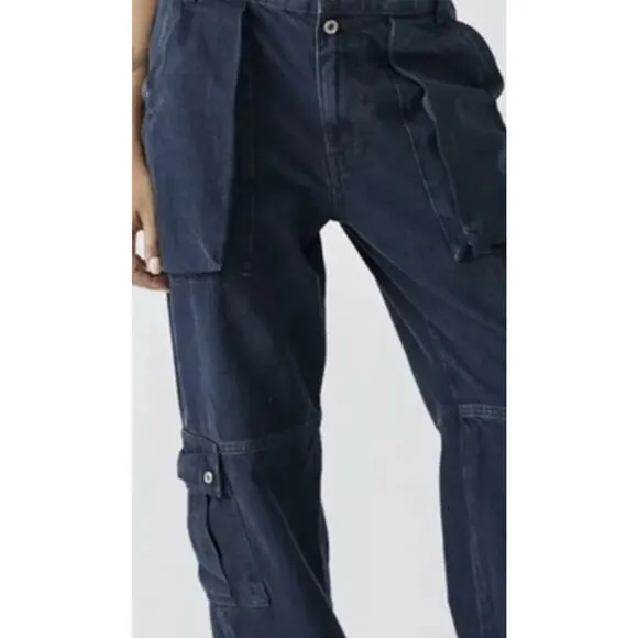 We the Free People Marx Slouchy Cargo Wide Leg Y2K Grunge Black Jeans Women’s 26