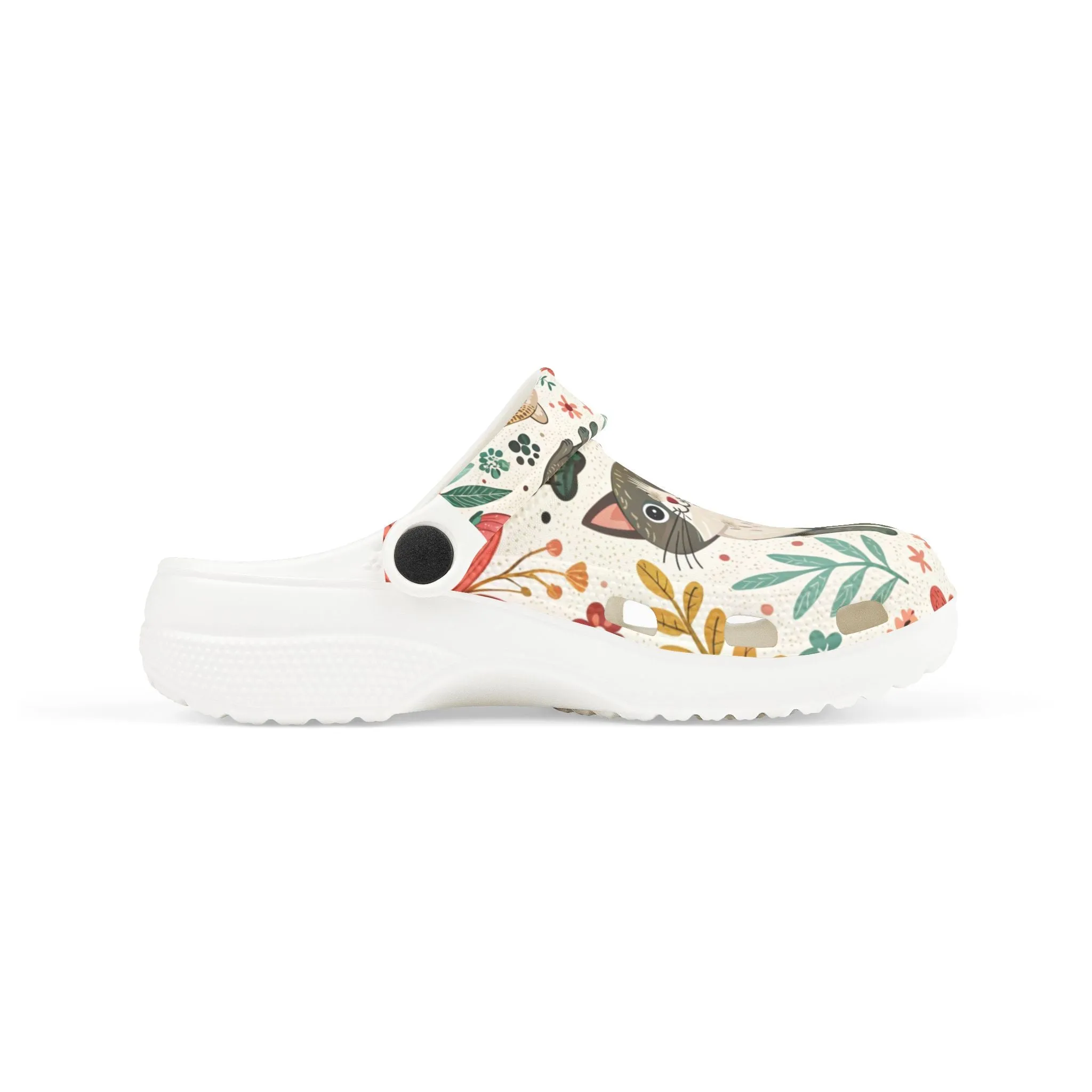 Whimsical Cat Print Kids' Clogs - Fun, Colorful Slip-Ons for Playtime