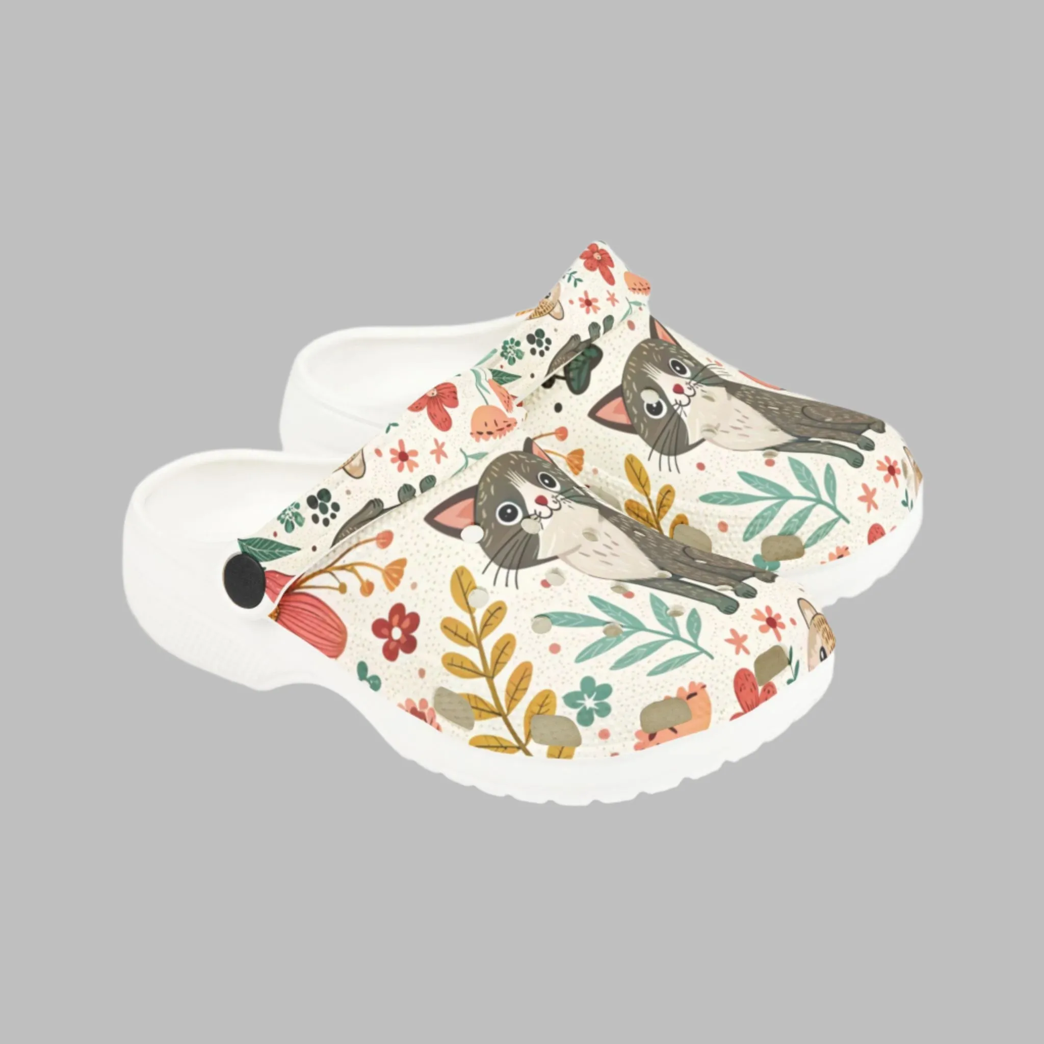Whimsical Cat Print Kids' Clogs - Fun, Colorful Slip-Ons for Playtime