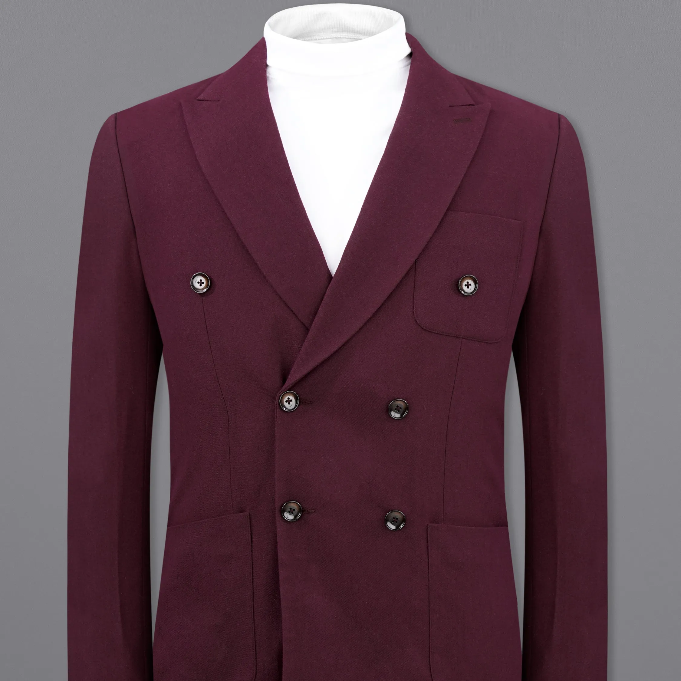 Wine Berry Wool Rich Double Breasted Sports Blazer