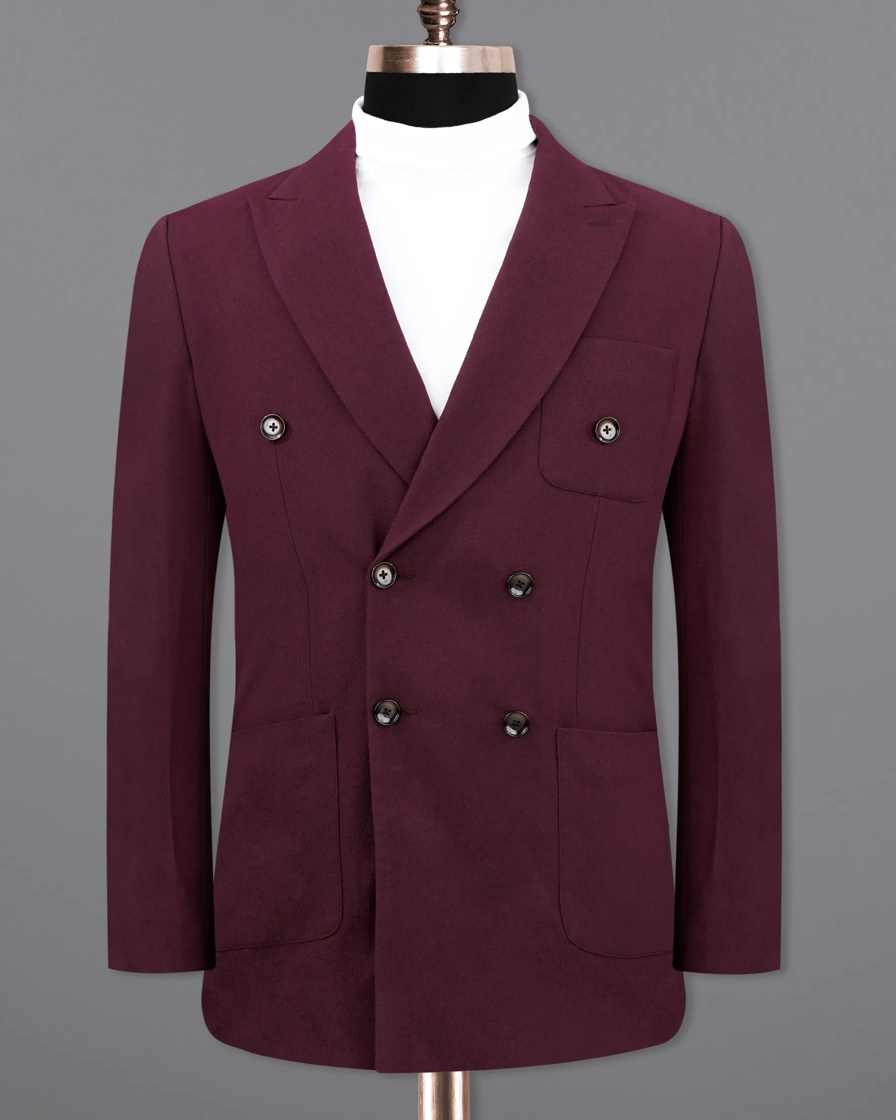 Wine Berry Wool Rich Double Breasted Sports Blazer