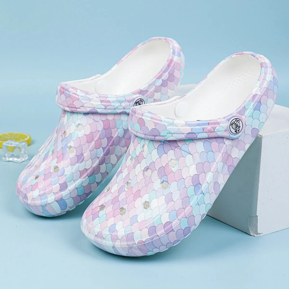 Women's Colorful Cartoon Garden Clog Shoes, Platform Soft Sole Two-way Wear Beach Mules, Pool & Garden Slides, Beach Sandals